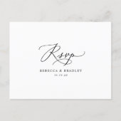 Minimalistic Modern Black & White Wedding RSVP Postcard (Front)