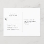Minimalistic Modern Black & White Wedding RSVP Postcard (Back)
