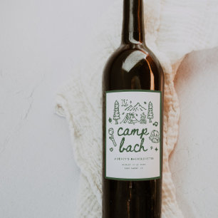 Minimalistic Modern Camp Bachelorette Green Script Wine Label