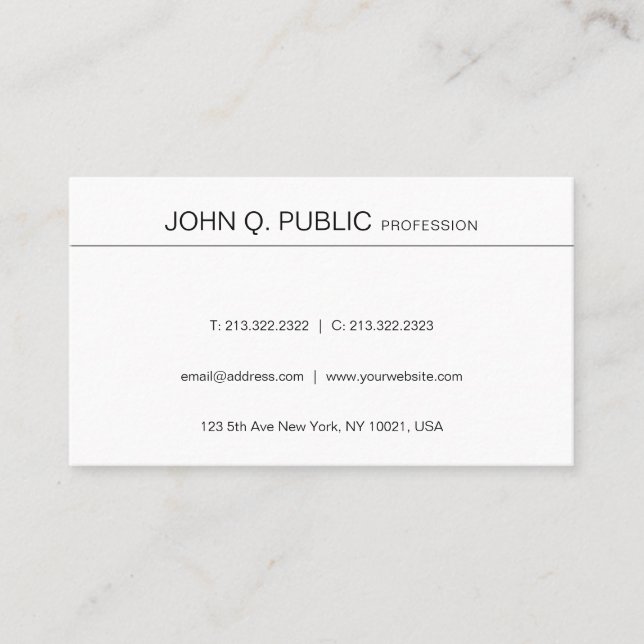Minimalistic Modern Clean Graphic Design Chic Business Card (Front)