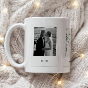 Minimalistic Modern Couple 3 Photos Wedding Coffee Mug
