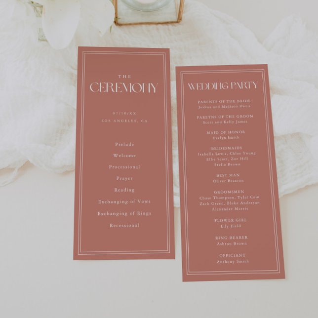 Minimalistic Modern Dusty Rose Wedding Ceremony Programme (Creator Uploaded)
