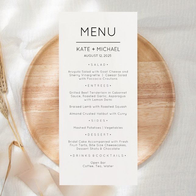 Minimalistic Modern Elegant Menu Card (Creator Uploaded)