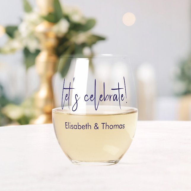 Minimalistic modern elegant wedding celebration  stemless wine glass (Insitu (Wedding))