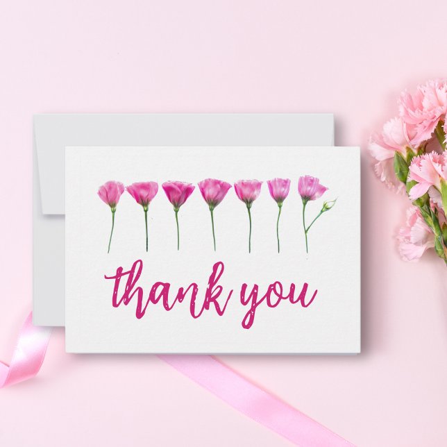 Minimalistic Modern Floral Pink  Thank You Card (Creator Uploaded)