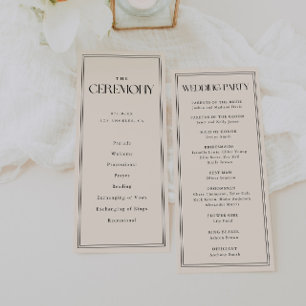 Minimalistic Modern Ivory Cream Wedding Ceremony Programme