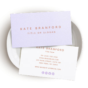 Minimalistic Modern Lavender Leather Social Media Business Card