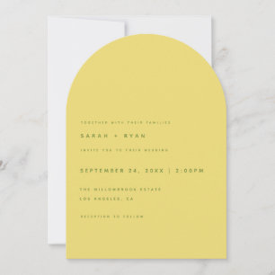 Minimalistic Modern Lemon Yellow Arch Wedding Invitation