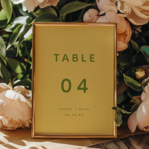 Minimalistic Modern Lemon Yellow Custom Wedding Table Number