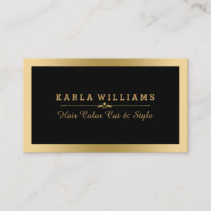 Minimalistic Modern Light Gold Frame & Black Business Card