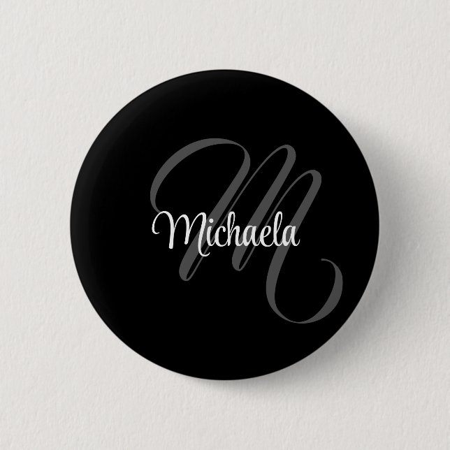Minimalistic modern monogram initial name 6 cm round badge (Front)