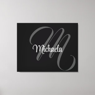 Minimalistic modern monogram initial name canvas print