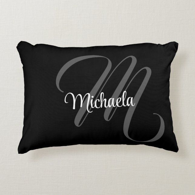 Minimalistic modern monogram initial name decorative cushion (Front)