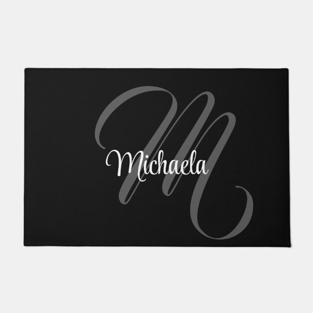Minimalistic modern monogram initial name doormat (Front)