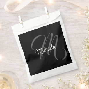 Minimalistic modern monogram initial name favour bags