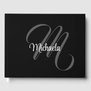 Minimalistic modern monogram initial name guest book