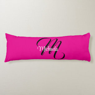 Minimalistic modern monogram initial name hot pink body cushion