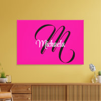 Minimalistic modern monogram initial name hot pink