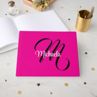 Minimalistic modern monogram initial name hot pink