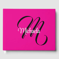 Minimalistic modern monogram initial name hot pink