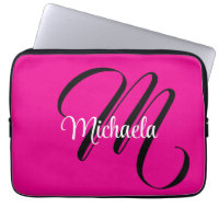 Minimalistic modern monogram initial name hot pink