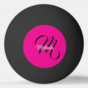 Minimalistic modern monogram initial name hot pink ping pong ball