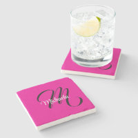 Minimalistic modern monogram initial name hot pink