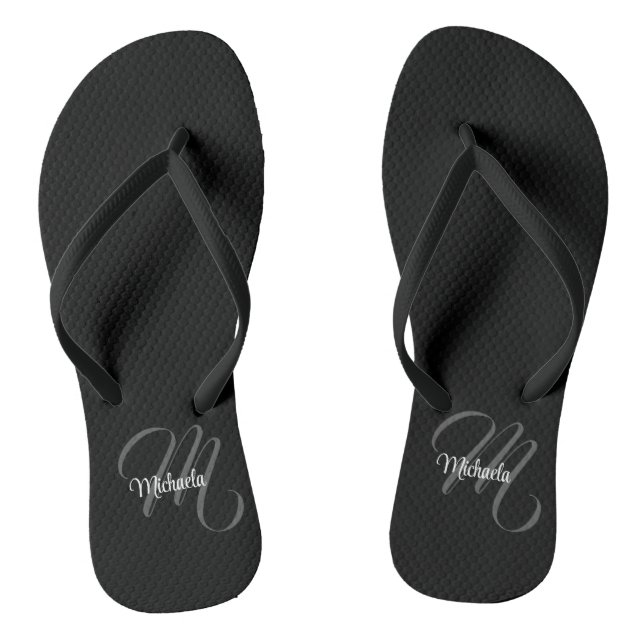 Minimalistic modern monogram initial name jandals (Footbed)