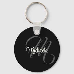 Minimalistic modern monogram initial name key ring