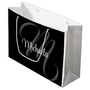 Minimalistic modern monogram initial name large gift bag