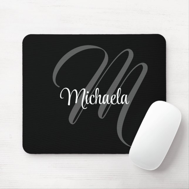 Minimalistic modern monogram initial name mouse pad (With Mouse)