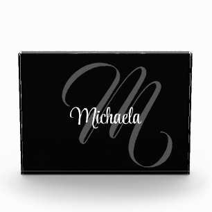Minimalistic modern monogram initial name photo block
