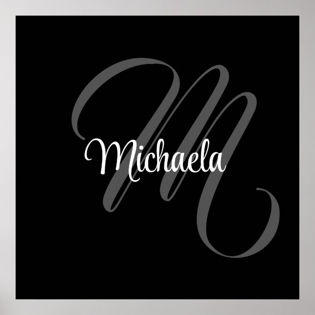 Minimalistic modern monogram initial name poster (Front)