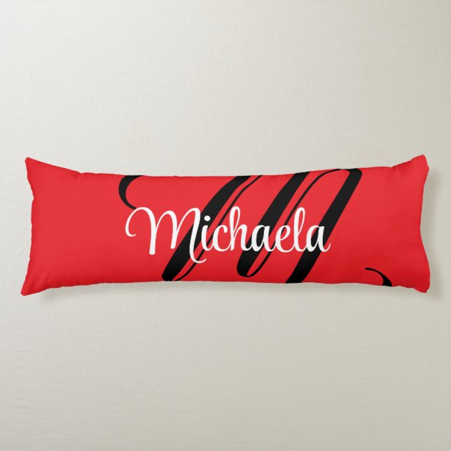 Minimalistic modern monogram initial name red body cushion (Front)