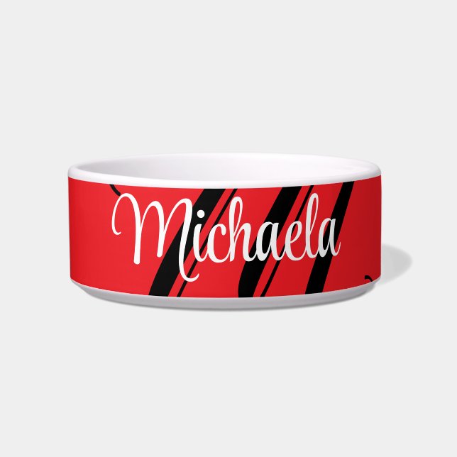 Minimalistic modern monogram initial name red bowl (Front)