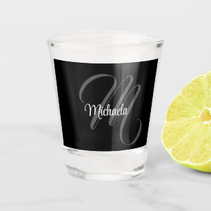 Minimalistic modern monogram initial name shot glass