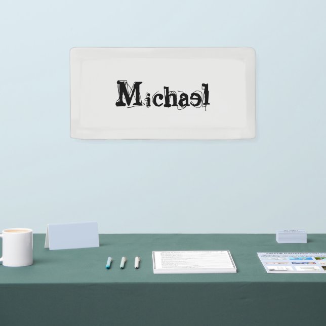 Minimalistic modern monogram name black grey banner (Tradeshow)