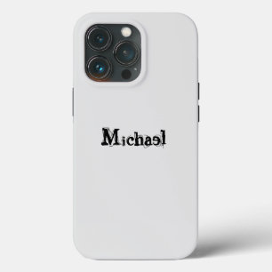 Minimalistic modern monogram name black grey iPhone 13 pro case