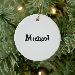 Minimalistic modern monogram name black grey ceramic tree decoration