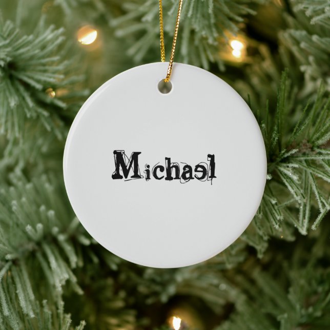Minimalistic modern monogram name black grey ceramic tree decoration (Tree)