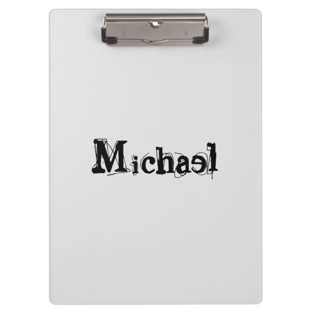 Minimalistic modern monogram name black grey clipboard (Front)