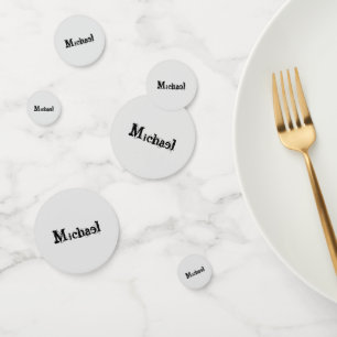 Minimalistic modern monogram name black grey confetti