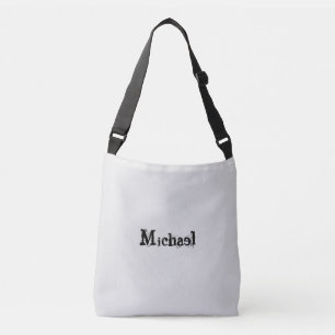 Minimalistic modern monogram name black grey crossbody bag