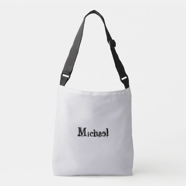 Minimalistic modern monogram name black grey crossbody bag (Front)