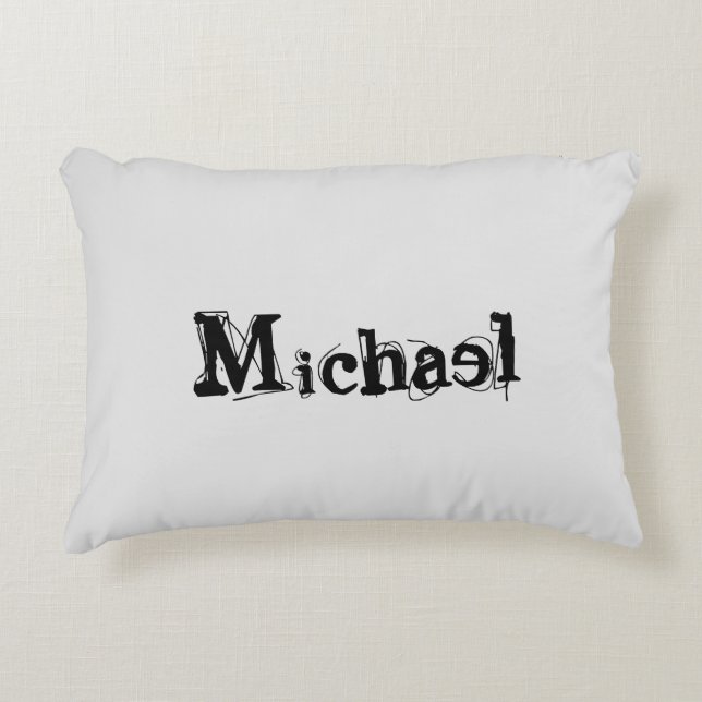 Minimalistic modern monogram name black grey decorative cushion (Front)