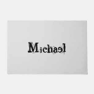 Minimalistic modern monogram name black grey doormat