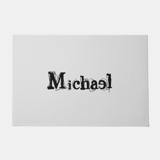 Minimalistic modern monogram name black grey doormat (Front)