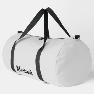 Minimalistic modern monogram name black grey duffle bag