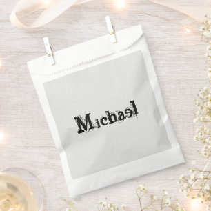 Minimalistic modern monogram name black grey favour bags