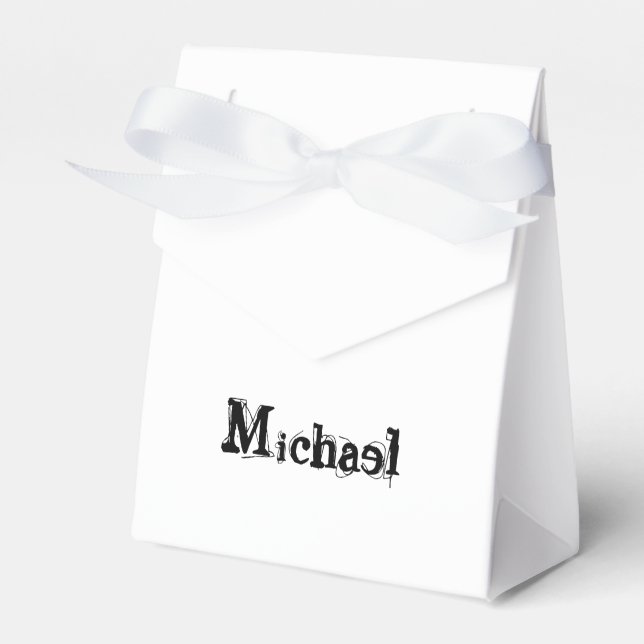 Minimalistic modern monogram name black grey favour box (Front Side)